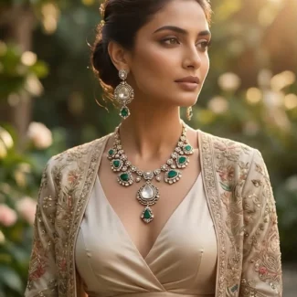 Moissanite Kundan Necklace Set