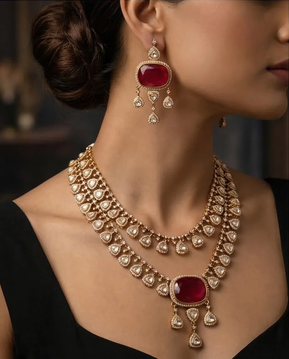 Long Premium Moissanite Doublet Necklace Set