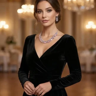 Premium Green & Pink AD Necklace Set