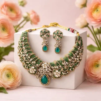 Premium Necklace Set Green Color