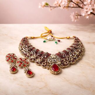 Premium Necklace Set Red Color